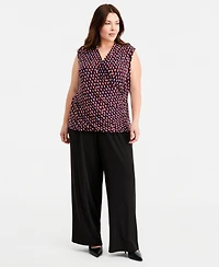 Anne Klein Plus Printed Surplice Sleeveless Top