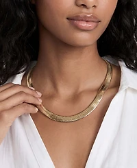 Ettika Snake Smooth Herringbone Chain 18k Gold-Plated Necklace