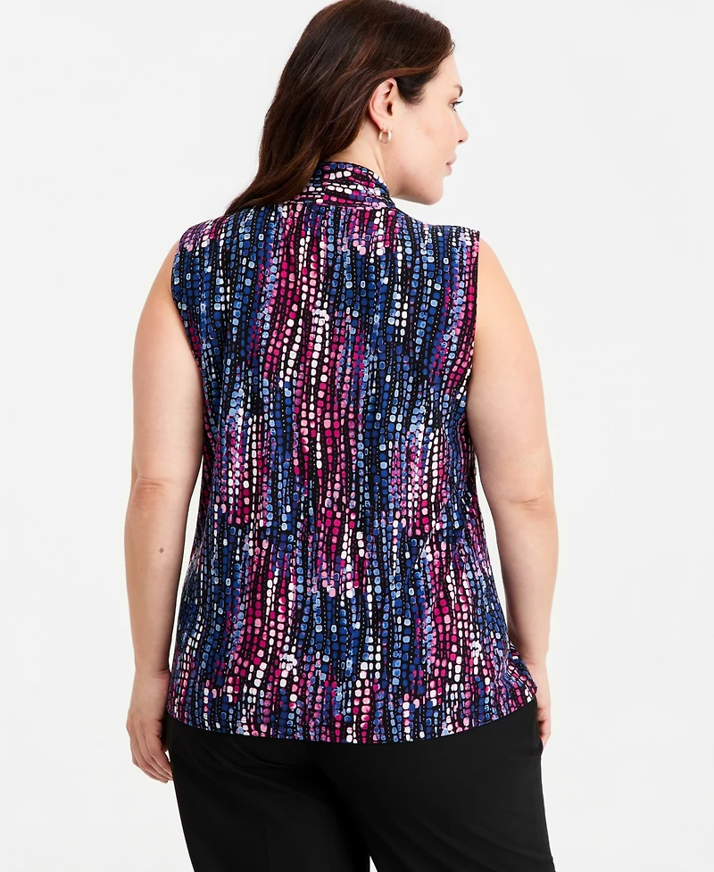 Kasper Plus Printed Sleeveless Top