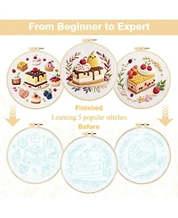 Gnuadz 3pc Embroidery Kit Pattern Beginner Diy Craft Hoop Floss Guide