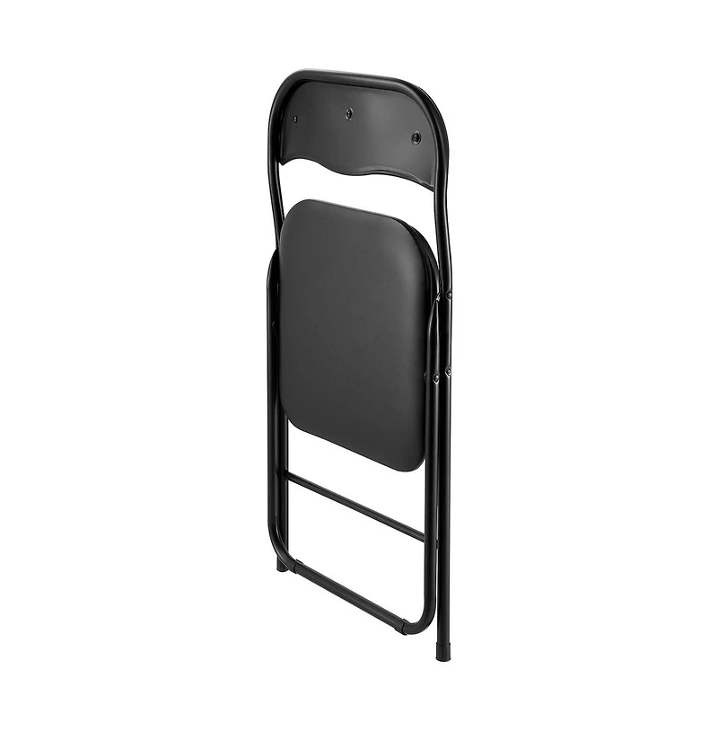 Sugift 6 Pack Folding Chairs Portable Leather Chairs with Padded Cushion Black