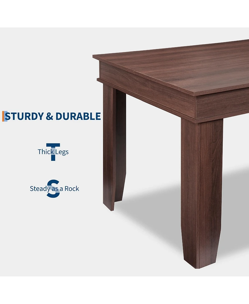 homfan Farmhouse Dining Table for 6 to 8, Rectangular Wood Kitchen with V-Shape Base, Available 63 and 71