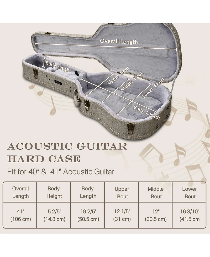 Yescom Acoustic Guitar Hard Case with Folding Stand Backpack Strap and Folding Stand Fits 40" 41" Dreadnought 2026 Exclusive Edition Rococo GainsBoro