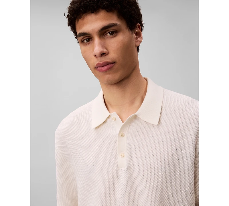 Calvin Klein Men's Textured Cotton Short-Sleeve Polo Shirt