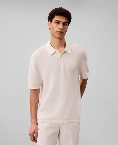 Calvin Klein Men's Textured Cotton Short-Sleeve Polo Shirt