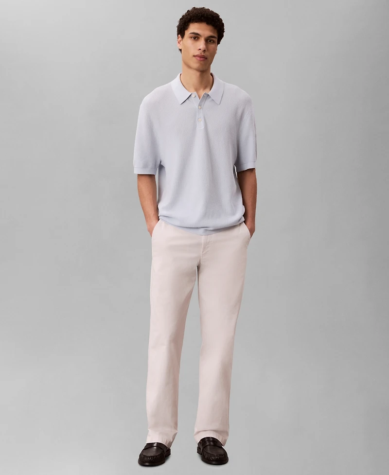 Calvin Klein Men's Textured Cotton Short-Sleeve Polo Shirt
