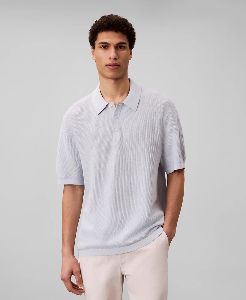 Calvin Klein Men's Textured Cotton Short-Sleeve Polo Shirt