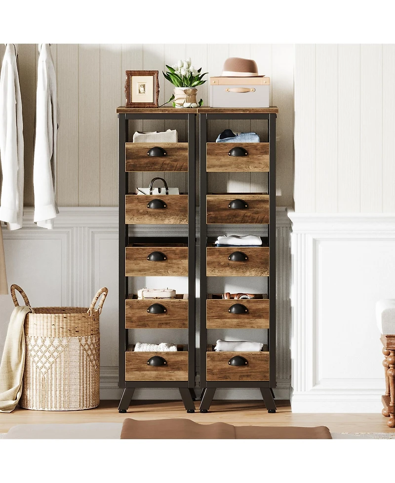 Tribesigns Tall Narrow Dresser, Small Wood Thin Chest of 5 Drawers, Vertical Dressers & Chests of Drawers Storage Organizer for Bedroom, Living Room,