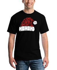 La Pop Art Men's Santa Hat Paw Print Word T-Shirt
