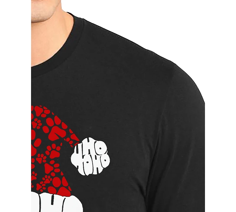 La Pop Art Men's Santa Hat Paw Print Word Long-Sleeve T-Shirt