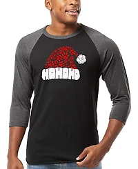 La Pop Art Men's Santa Hat Paw Print Word Raglan-Sleeve T-Shirt