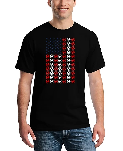 La Pop Art Men's American Flag Soccer Balls Word T-Shirt