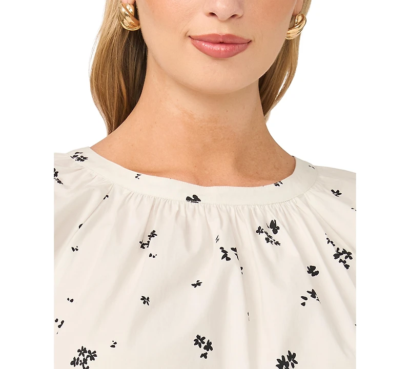 Vince Camuto Women's Embroidered Flutter-Sleeve Top