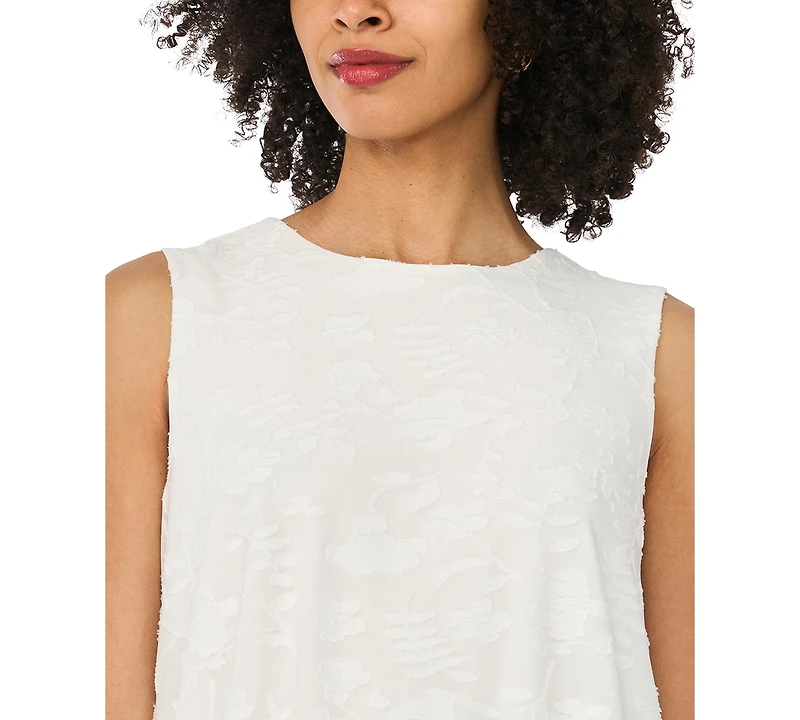 Vince Camuto Women's Bubble Hem Crewneck Sleeveless Top