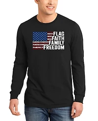 La Pop Art Men's Flag Faith Family Freedom American Word Long-Sleeve T-Shirt