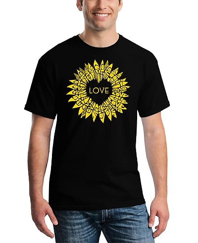 La Pop Art Men's Love Sunflower Word T-Shirt