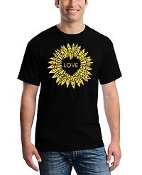La Pop Art Men's Love Sunflower Word T-Shirt