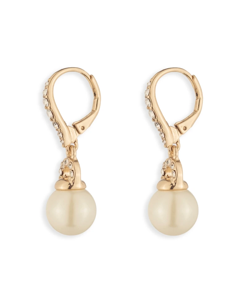 Lauren Ralph Lauren Gold-Tone Pave & Imitation Pearl Drop Earrings