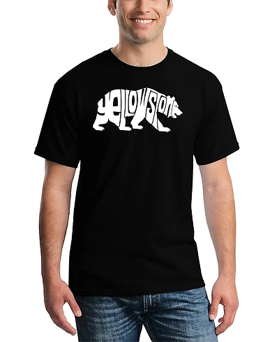 La Pop Art Men's Yellowstone Bear Word T-Shirt