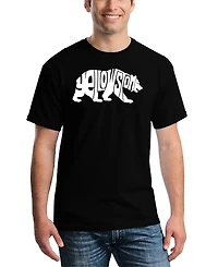 La Pop Art Men's Yellowstone Bear Word T-Shirt