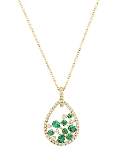 Effy Collection Emerald (3/4 ct. t.w.) and Diamond (1/2 ct. t.w.) Pendant Necklace in 14k Yellow Gold