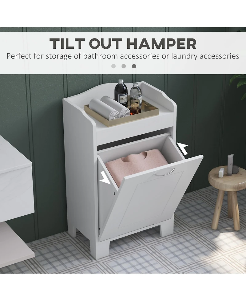 Bathroom Hamper Wood Laundry Tilt Out Basket Storage Bench Furniture cabinet