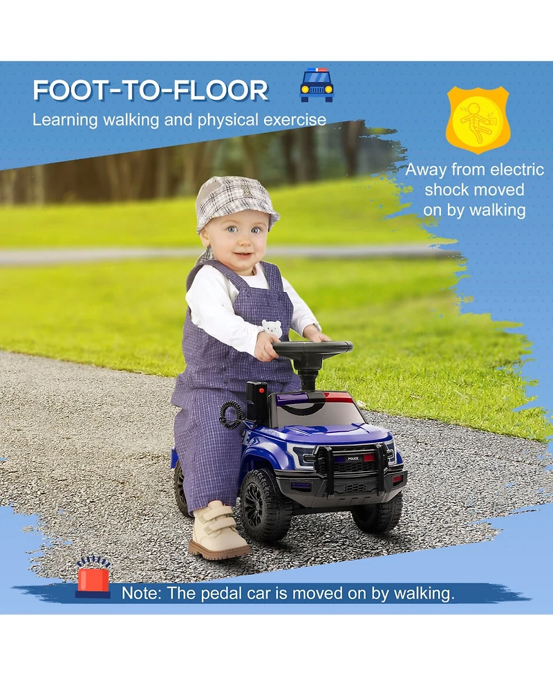 Aosom Kids Sliding Car Police Truck Style Ride On W/ Under-Seat Storage