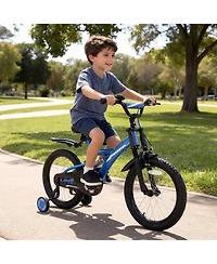 16" Kids Bike with Adjustable Seat, Dual Brakes, Suspension and Training Wheels for Ages 4–7