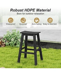 Gymax 3PCS Outdoor Hdpe Bar Table and Chair Set for 2 Footrests for Garden Yard Pool