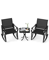 Sugift 3 Piece Patio Rocking Bistro Set with Smooth Rocking Motion Outdoor Rocker Chairs