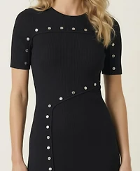 Modenaire Women's Stud-Detail Asymmetric-Seam Dress