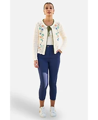 Yumi Women's Crochet Knitted Tie Front Cardigan