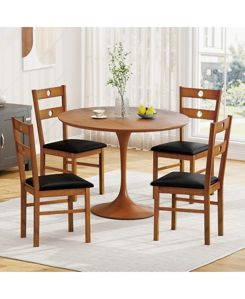 Slickblue Kitchen Dining Chairs Set of 2 Wood Armless Hollow Back Design