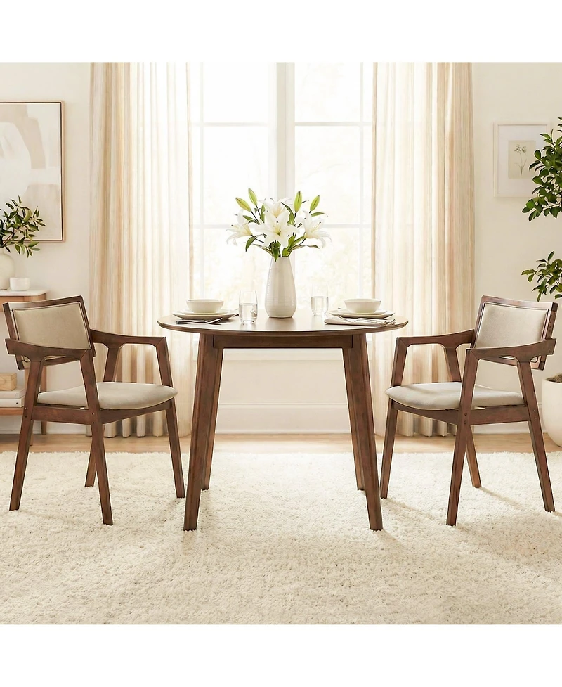 Slickblue Modern Arm Dining Chairs Set of 2 Upholstered Wood Frame