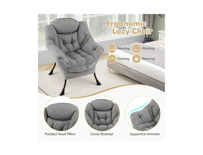 Slickblue Cozy Sherpa Accent Chair with Head Pillow Upholstered Design