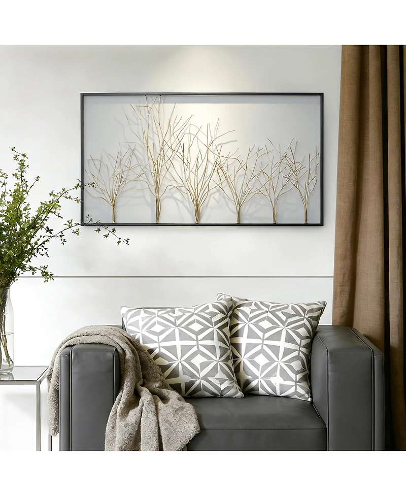 LuxenHome Oversized Metal Tree Wall Sculpture, Minimalist Iron Artwork, 40" Wide