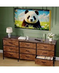 gaomon Tv Stand Dresser with 9 Fabric Drawers for TVs , Entertainment Center Storage Organizer