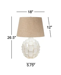 Possini Euro Design Cosgrove Modern Mid Century Table Lamp 26 1/2" High Glazed Ceramic with Table Top Dimmer Linen Drum for Bedroom