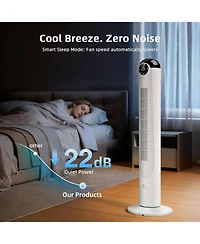 Antarctic Star 42-Inch Quiet Oscillating Tower Fan with Remote and Washable Grille