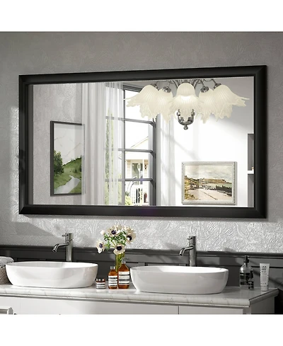 Apmir 55" x 30" Inch Thick Metal Framed Wall Mirrors for Bedroom