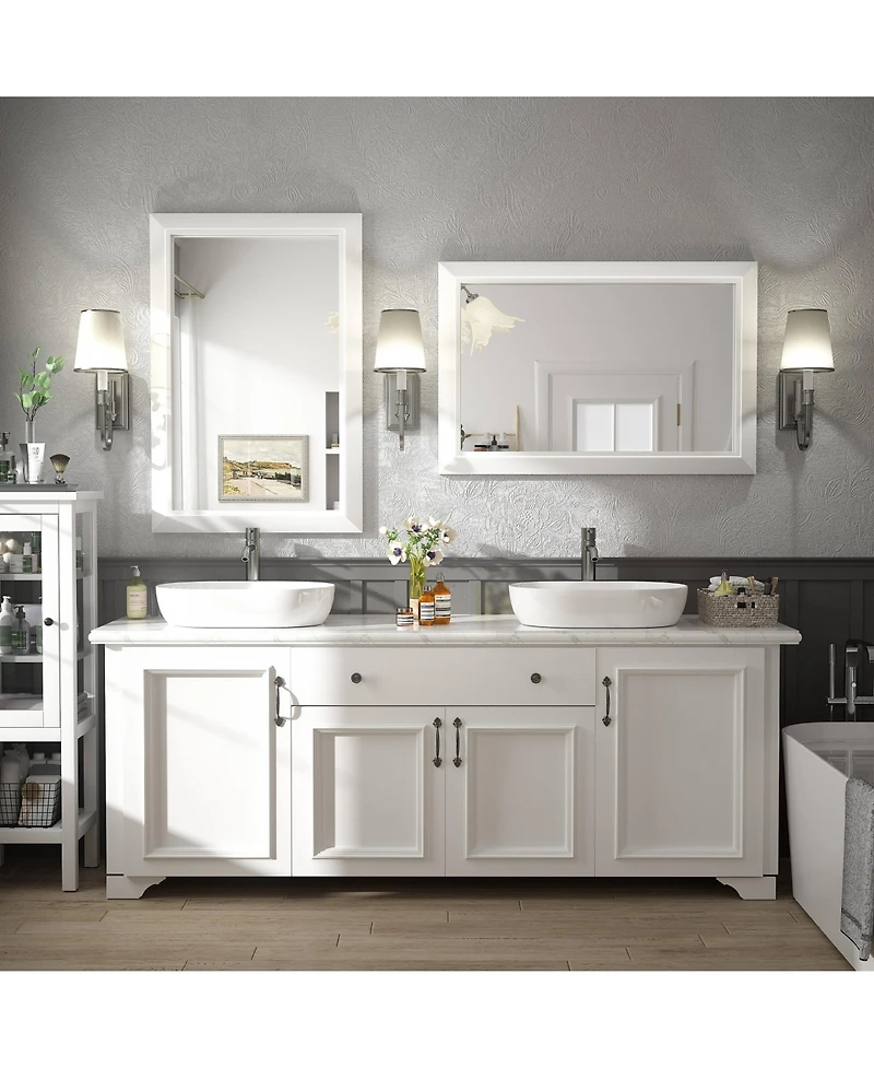 Apmir 24" x 36" Inch Thick Metal Framed Wall Mirrors for Bedroom