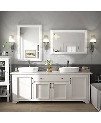 Apmir 24" x 36" Inch Thick Metal Framed Wall Mirrors for Bedroom