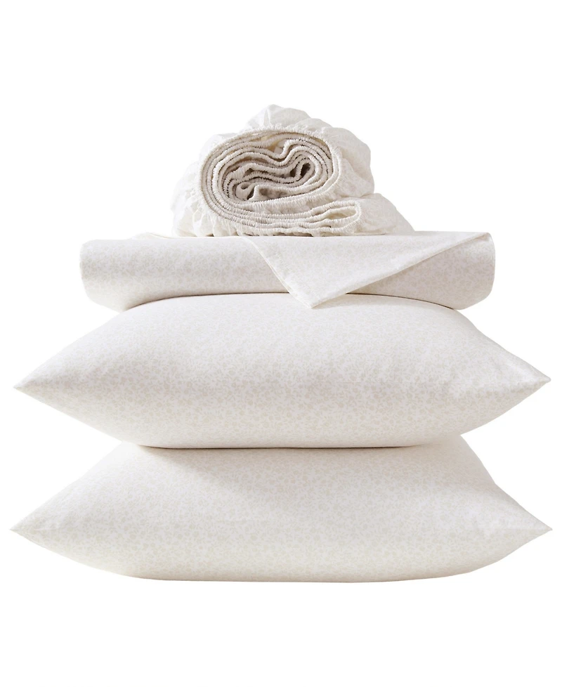 Laura Ashley Chelsie Vine Cotton Percale 3-Pc. Sheet Set, Twin Xl