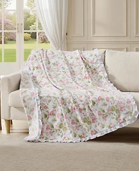Laura Ashley Morning Gloria Printed Plush Reversible Throw, 70" x 50"