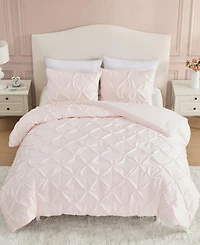 Laura Ashley Pintuck Solid Satin 3-Pc. Comforter Set, King