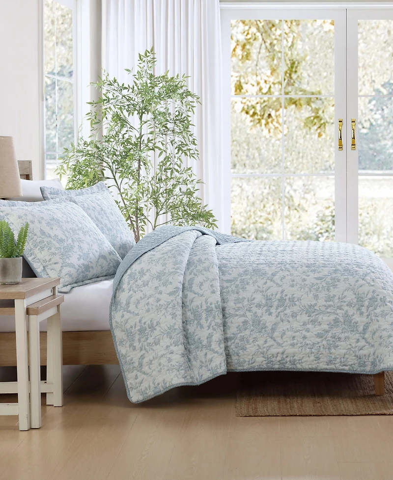 Laura Ashley Amberly Seersucker 3-Pc. Quilt Set