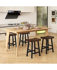 Gymax Bar Stools Set of 4 Counter Height Barstools with Saddle Seat