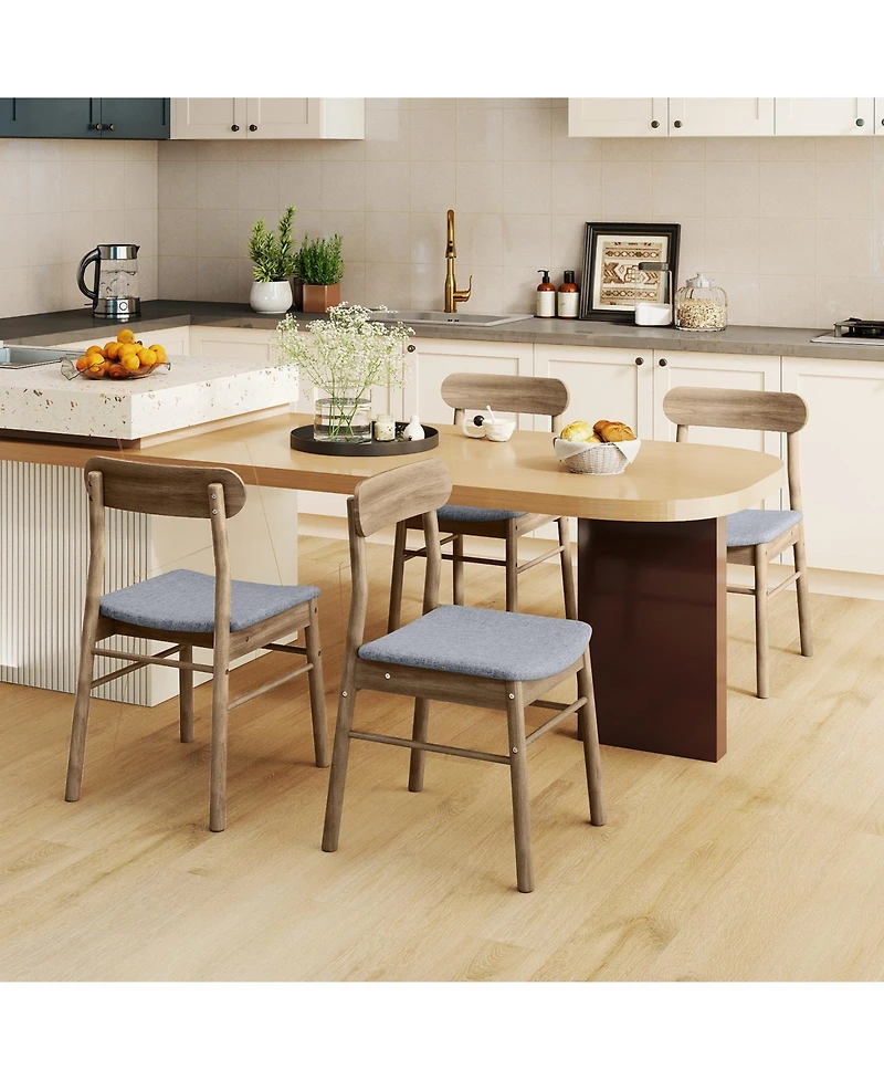 Slickblue Kitchen Armless Dining Chairs Set of 2 Upholstered Wood Frame