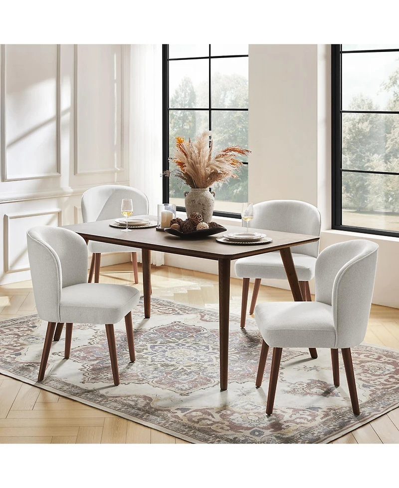 Hulala Home Davia Mid-Century Modern Upholstered Dining Chair with Solid Wood Leg