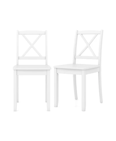 Slickblue Dining Chair Set of 2 with Wooden Frame, Rubber Wood Legs and Curved Back Support